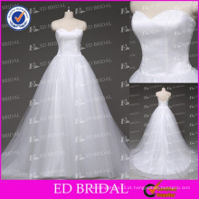 Real Sample Ball Gown Plain Sweetheart Decote Low Back Vestidos de noiva simples